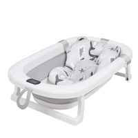 MILO baignoire bébé pliante avec thermomètre et coussin, baignoire en silicone - gris