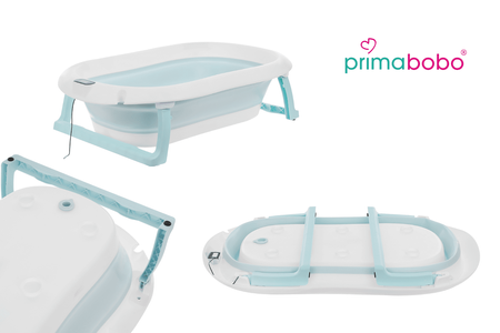 Baignoire bébé pliante PREMIUM avec thermomètre et coussin, baignoire en silicone - bleu