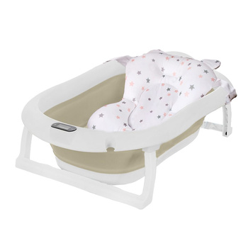 Baignoire bébé pliante PREMIUM avec thermomètre et coussin, baignoire en silicone - beige