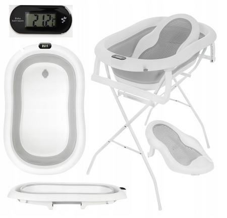 Baignoire pliante PREMIUM avec support et siège gris