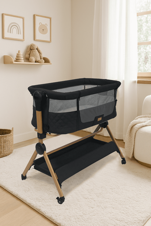 Lit de voyage - chaise haute VERA 3 en 1, noir/gris foncé