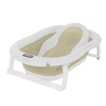 Baignoire bébé pliante PREMIUM avec thermomètre et siège, baignoire en silicone - beige