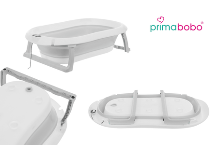 Baignoire bébé pliante PREMIUM avec thermomètre et siège, baignoire en silicone - gris
