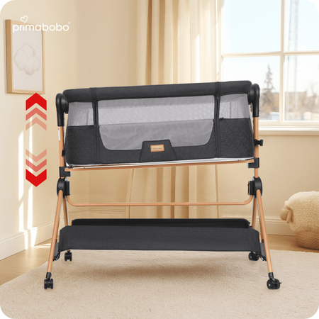 Ensemble : Lit bébé VERA 3-en-1 - chaise haute + chaise à bascule LEO, noir/gris foncé