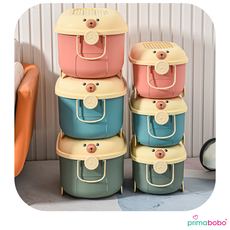 Conteneur à jouets avec couvercle 20 L, en plastique, sur roulettes avec poignée