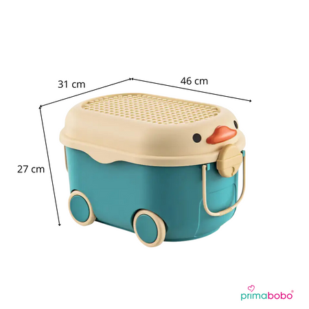 Conteneur à jouets avec couvercle 20 L, en plastique, sur roulettes avec poignée