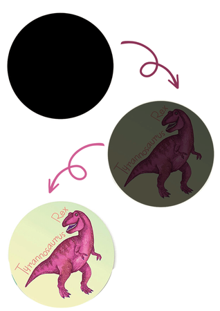 Autocollants thermoréactifs pour le bain et le pot, Dinosaures - 5 pièces