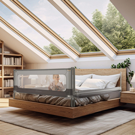 VELVO barrières de lit 140 cm, sécurité enfant - gris