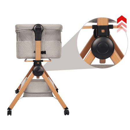 Ensemble : Lit parapluie VERA 3-en-1 - chaise haute + chaise à bascule LEO, Stone Beige