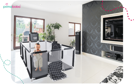 Lit bébé Primabobo avec panier, bassin sec 180x120cm- gris