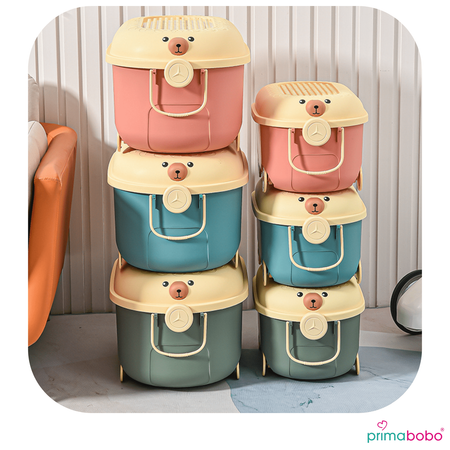 Conteneur à jouets avec couvercle 20 L, en plastique, sur roulettes avec poignée