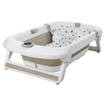 Baignoire bébé pliante LUX 6013 avec thermomètre et coussin, baignoire en silicone - beige