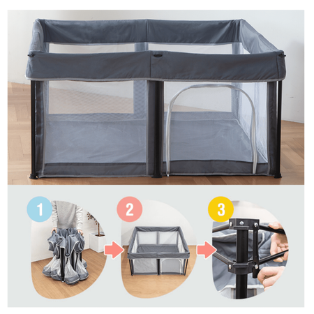 Primabobo parc pliant pour bébé, bassin sec 120x120cm- gris