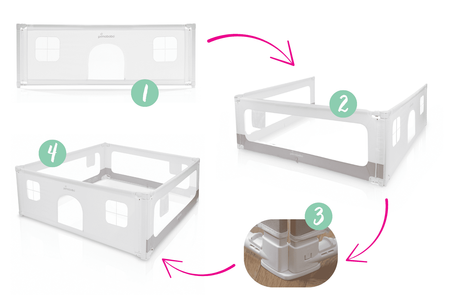 4x Barre de lit VELVO - 2 x 200 + 2 x 180 cm, lit bébé
