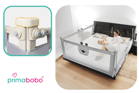 Barrière de lit ourson 150 cm, sécurité enfant, GRIS