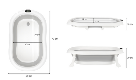 Baignoire pliante PREMIUM avec support et siège gris