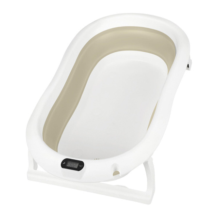 Baignoire bébé pliante PREMIUM avec thermomètre et coussin, baignoire en silicone - beige