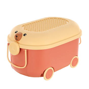 Conteneur à jouets avec couvercle 20 L, en plastique, sur roulettes avec poignée