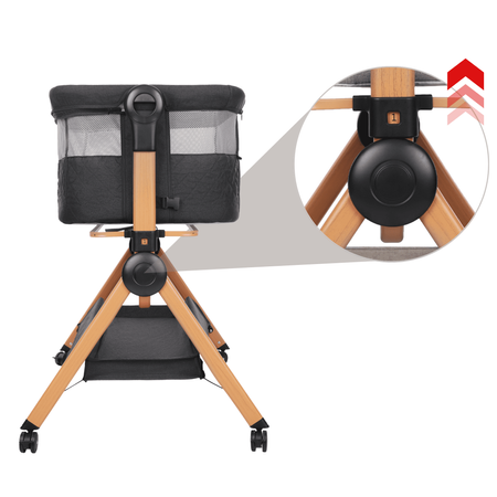 Ensemble : Lit bébé VERA 3-en-1 - chaise haute + chaise à bascule LEO, noir/gris foncé