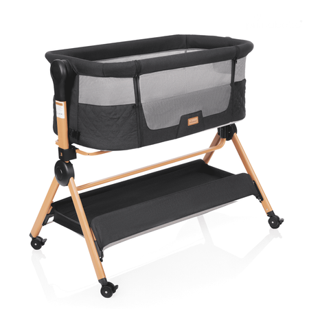 Ensemble : Lit bébé VERA 3-en-1 - chaise haute + chaise à bascule LEO, noir/gris foncé