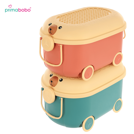 Conteneur à jouets avec couvercle 20 L, en plastique, sur roulettes avec poignée