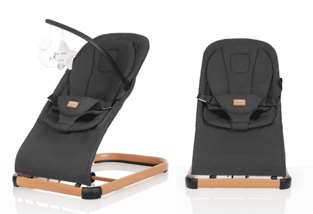 Fauteuil à bascule LEO avec bandeau, noir/gris foncé