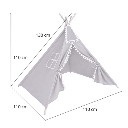 TIPI tente pour enfants 110x110 cm gris