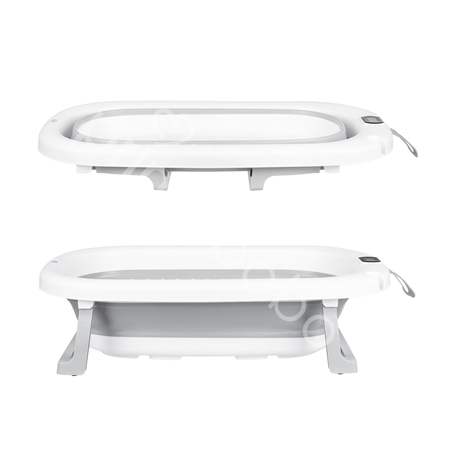 MILO baignoire bébé pliante avec thermomètre et coussin, baignoire en silicone - gris