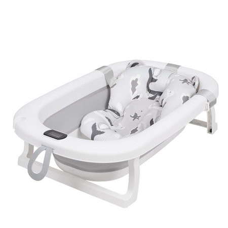MILO baignoire bébé pliante avec thermomètre et coussin, baignoire en silicone - gris