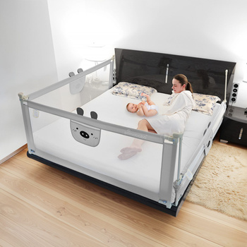 Barrière de sécurité pour lit Bear 180 cm, Barrière de sécurité pour bébé, GRIS