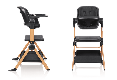 Ensemble : Lit bébé VERA 3-en-1 - chaise haute + chaise à bascule LEO, noir/gris foncé