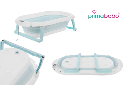 Baignoire pliante Premium avec support et coussin, bleue