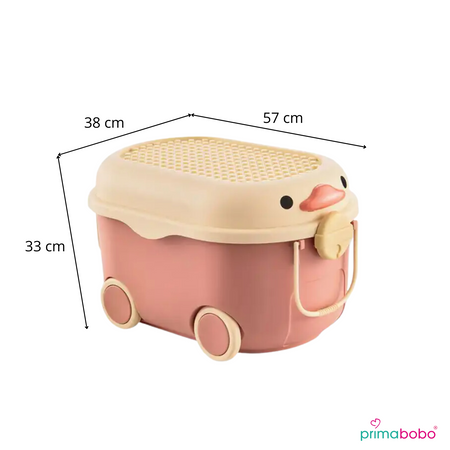 Conteneur à jouets avec couvercle 45 L, grand plastique, sur roulettes avec poignée