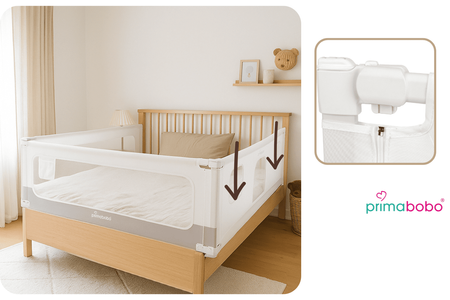 Barre de lit VELVO 200 cm+ avec entrée, sécurité enfant - blanc