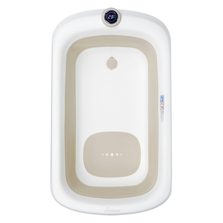 Baignoire bébé pliante LUX 6013 avec thermomètre et siège, baignoire en silicone - beige
