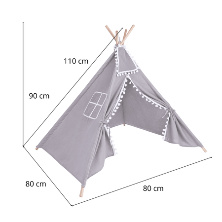 TIPI tente pour enfants 80×80 cm gris