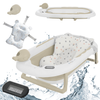 Baignoire bébé pliante OLA avec thermomètre et coussin, baignoire en silicone - beige