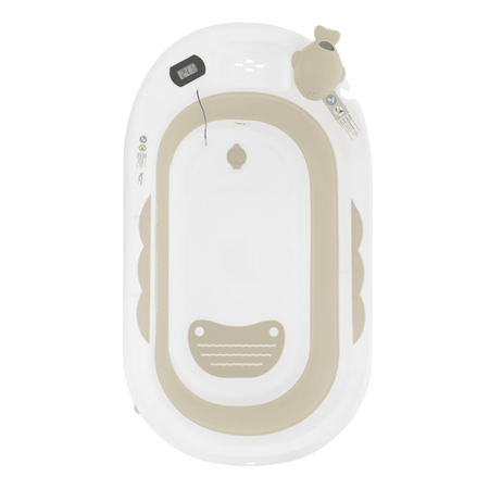 Baignoire bébé pliante OLA avec thermomètre et coussin, baignoire en silicone - beige
