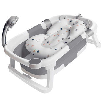 Baignoire bébé pliante COMPACT avec coussin, baignoire en silicone - gris