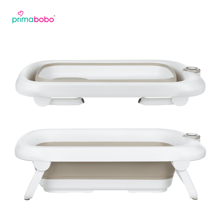 Baignoire bébé pliante LUX 6013 avec thermomètre et siège, baignoire en silicone - beige