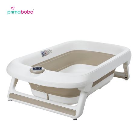 Baignoire bébé pliante LUX 6013 avec thermomètre et siège, baignoire en silicone - beige
