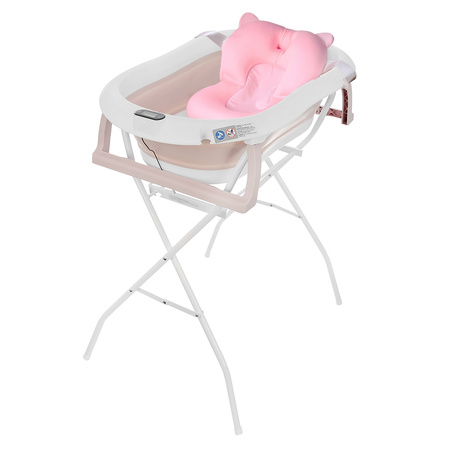 Baignoire pliante Premium avec support et coussin, rose