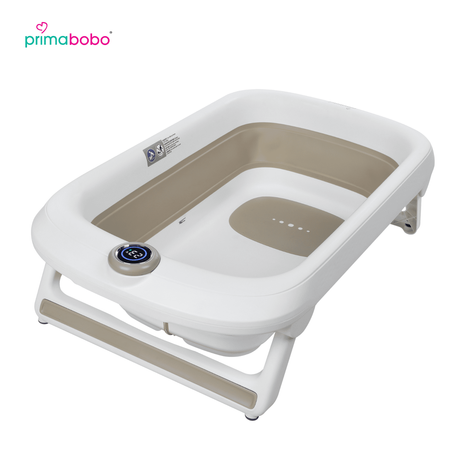 Baignoire bébé pliante LUX 6013 avec thermomètre et siège, baignoire en silicone - beige