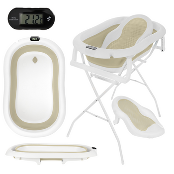 Baignoire pliante PREMIUM avec support et siège beige