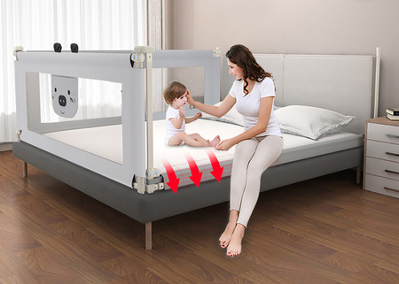 Barrière de sécurité pour lit Bear 180 cm, Barrière de sécurité pour bébé, GRIS