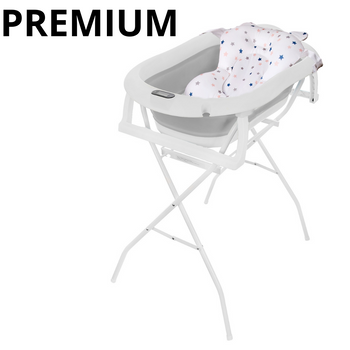 Baignoire pliante Premium avec support et coussin, gris