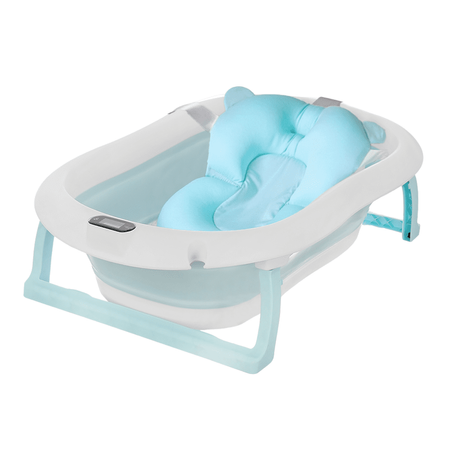 Baignoire bébé pliante PREMIUM avec thermomètre et coussin, baignoire en silicone - bleu