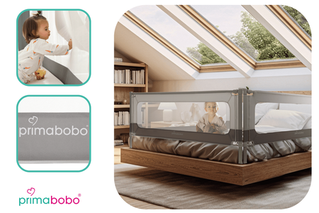 VELVO barrières de lit 200 cm, sécurité enfant - gris
