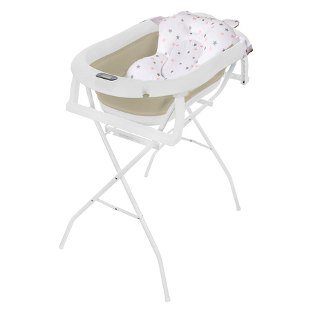 Baignoire pliante Premium avec support et coussin, beige