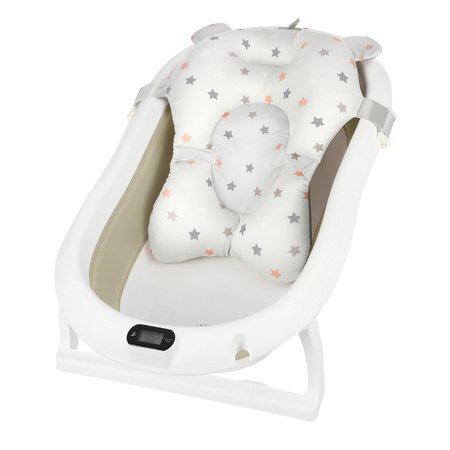 Baignoire pliante Premium avec support et coussin, beige